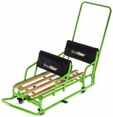 Детские санки-трансформер для двойни с колесиками и толкателем Small Rider Snow Twins 2 (зеленый)